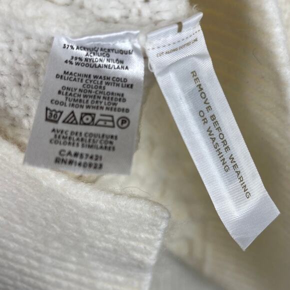 Ann Taylor Luxe Cream Wool-Blend Textured Oversized Mock Neck Sweater Size Large - Picture 9 of 11